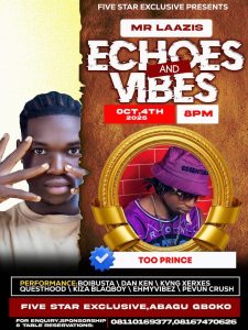 Mr. Laazis Set to Shut Down Gboko With Echoes and Vibes on October 4th – You Won’t Believe the Star Lineup!
