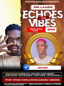 Mr. Laazis Set to Shut Down Gboko With Echoes and Vibes on October 4th – You Won’t Believe the Star Lineup!